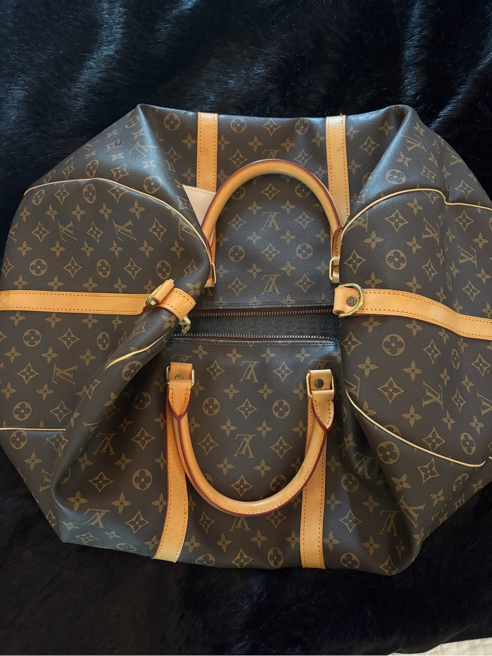 Louis Vuitton Brown Monogram Travel Bag with Vachetta Leather Trim